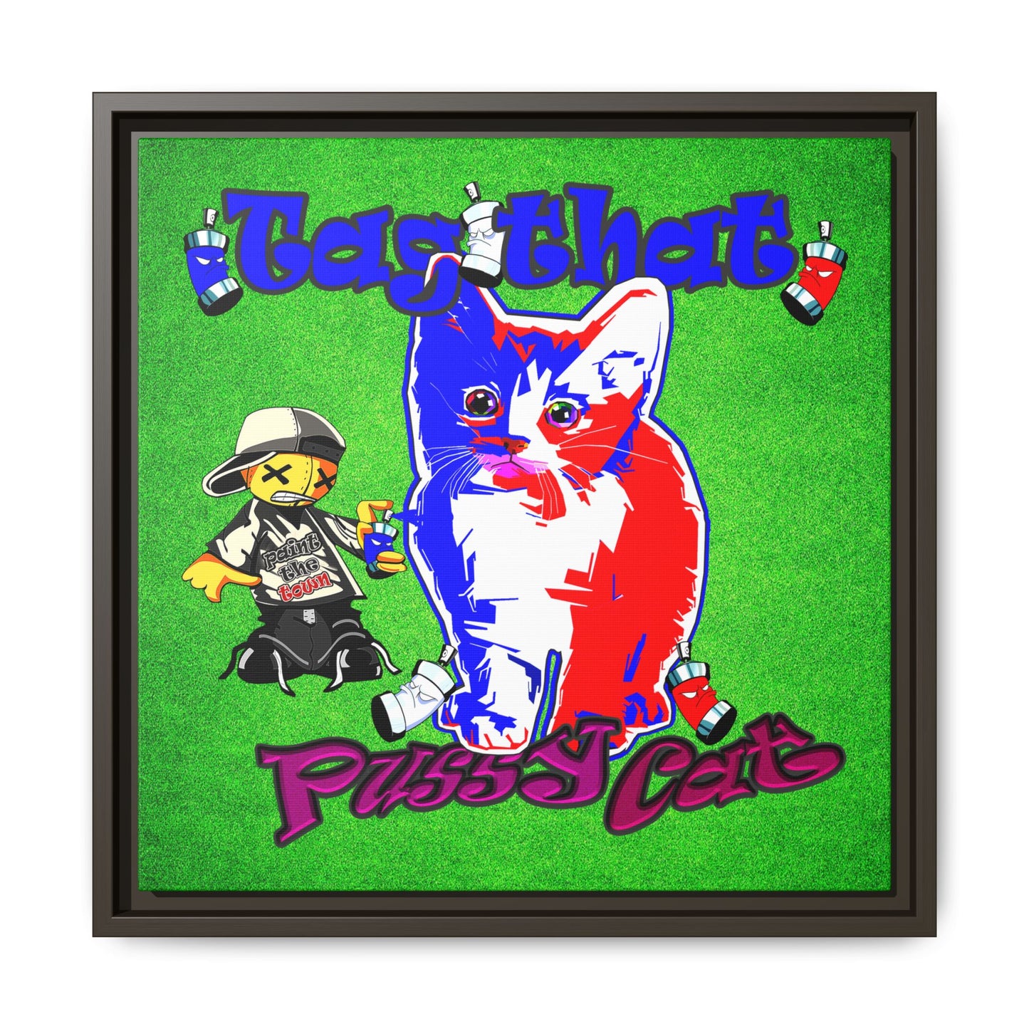 tag that - framed canvas art (green turf)