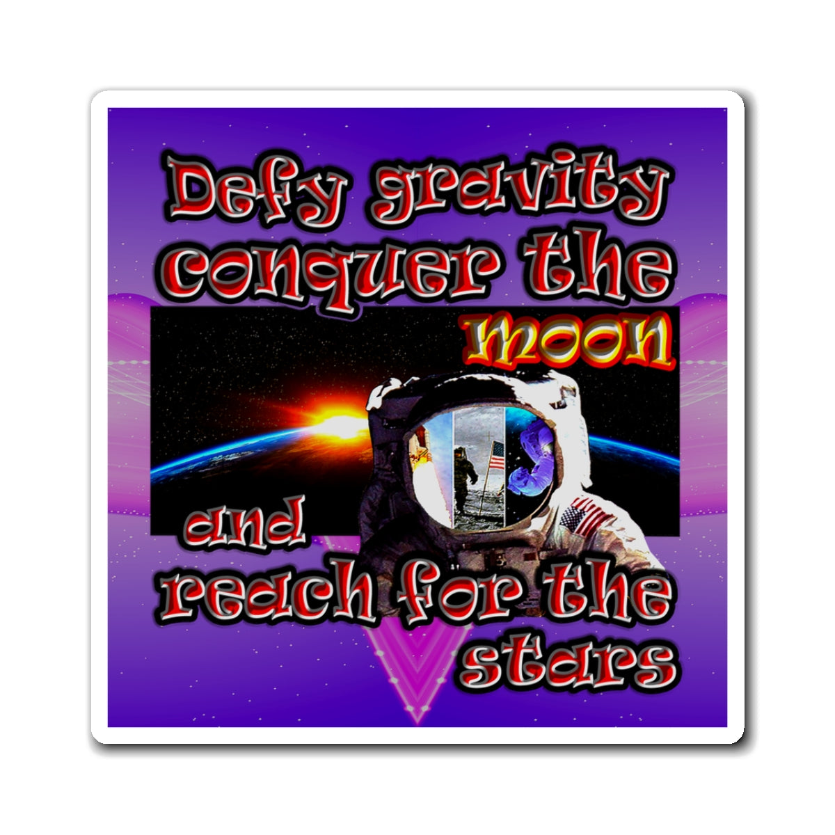 defy conquer reach - Magnets - (purple-pink wave)