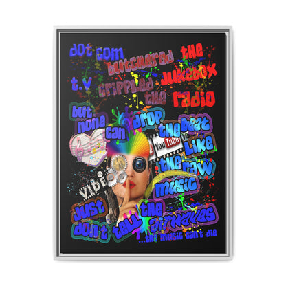 drop the beat - framed canvas art (black)