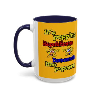 popping like popcorn - Accent Mug (yellow)