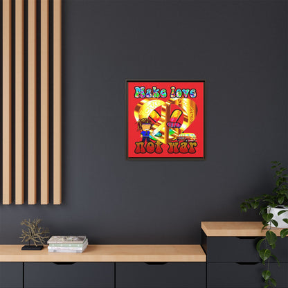 love peace - framed canvas art (red)