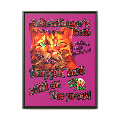 schrodinger's cat - framed canvas art (pink)