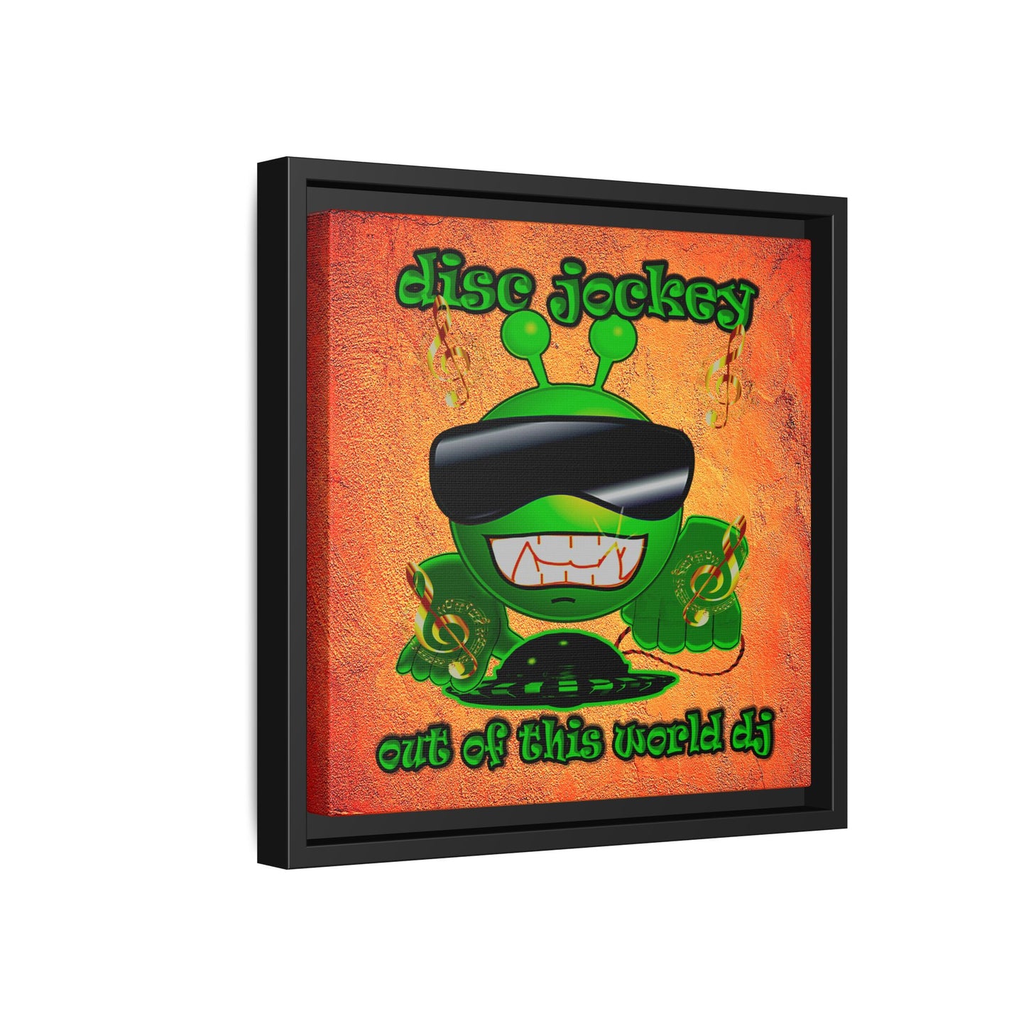 disc jockey - framed canvas art (burnt orange)