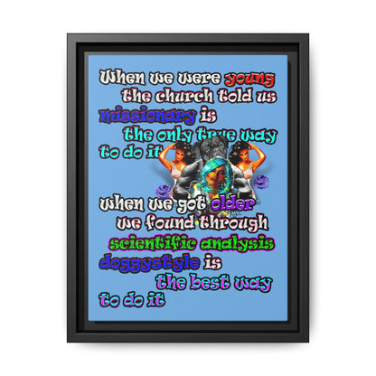 doggystyle - framed canvas art (light blue)
