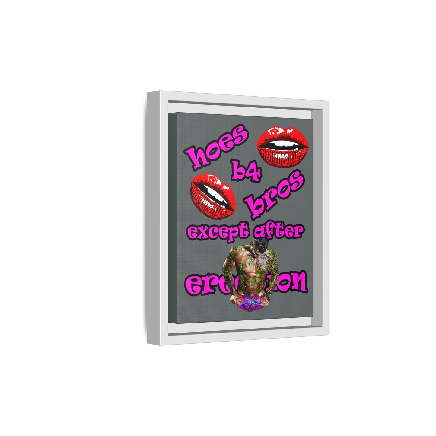 hoes b4 bros - framed canvas art (dark grey)