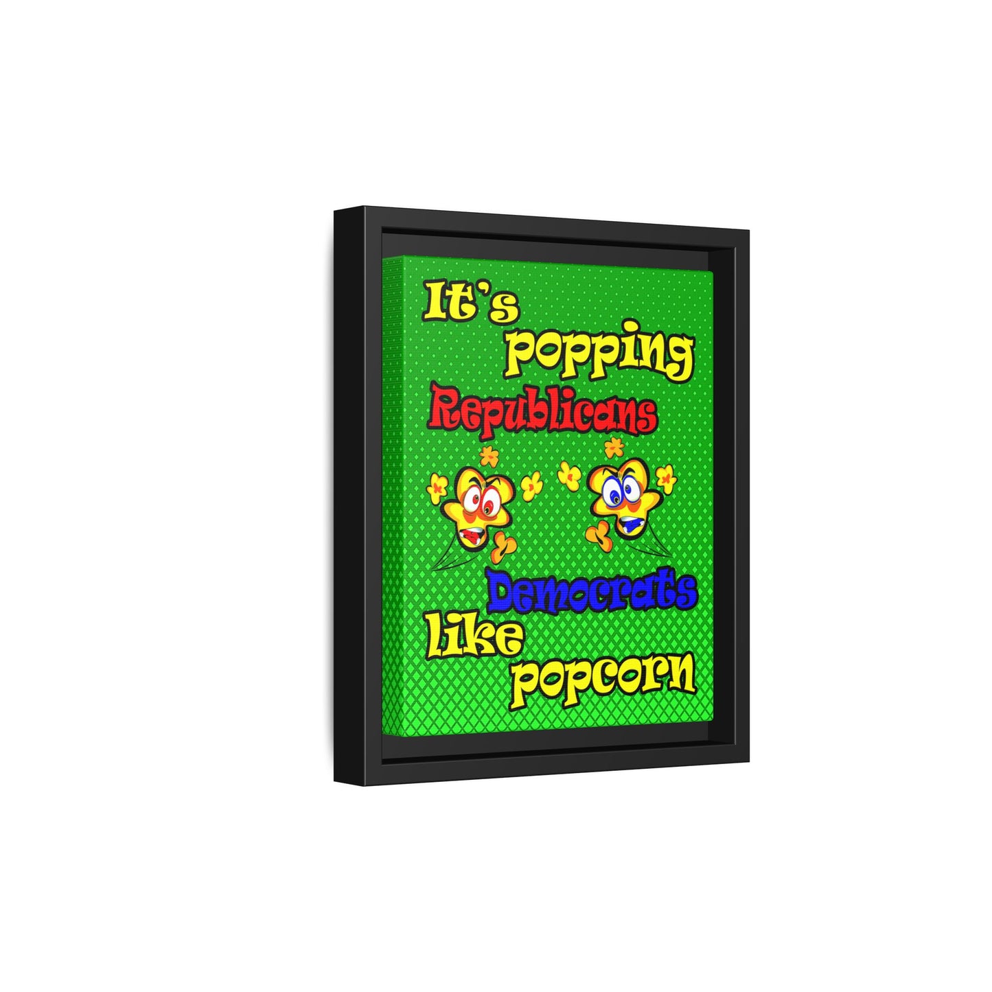 popping like popcorn - framed canvas art (logo green)
