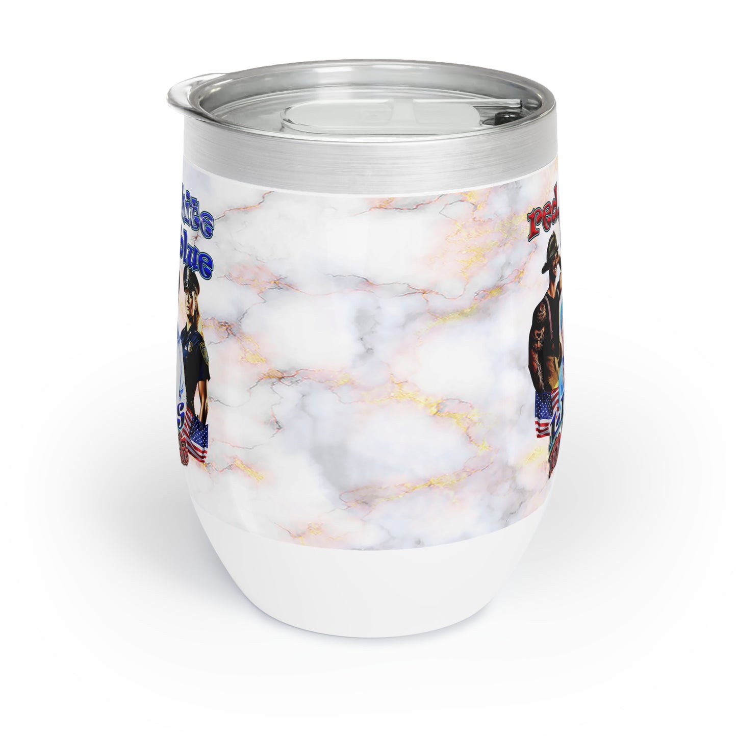 rw&b lives matter - Chill Wine Tumbler (white marble)