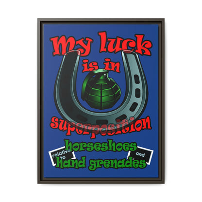 my luck - framed canvas art (dark blue)