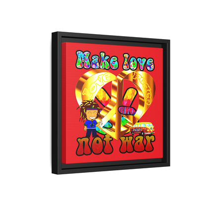 love peace - framed canvas art (red)