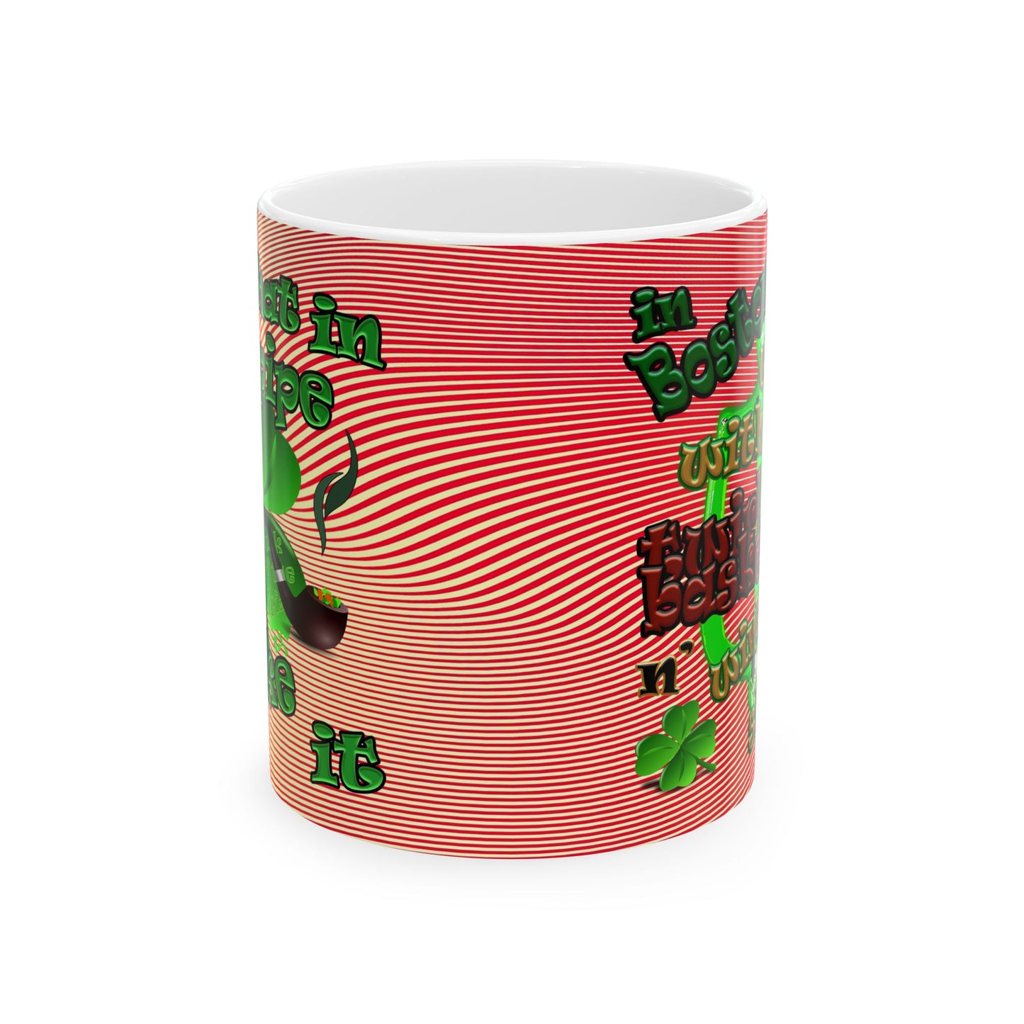 celtics logo - White Mug (yellow-orange wave)