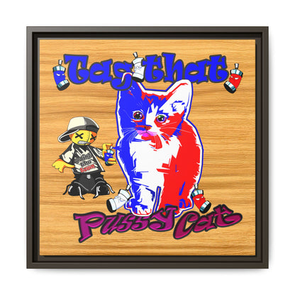 tag that - framed canvas art (butterscotch wood finish)