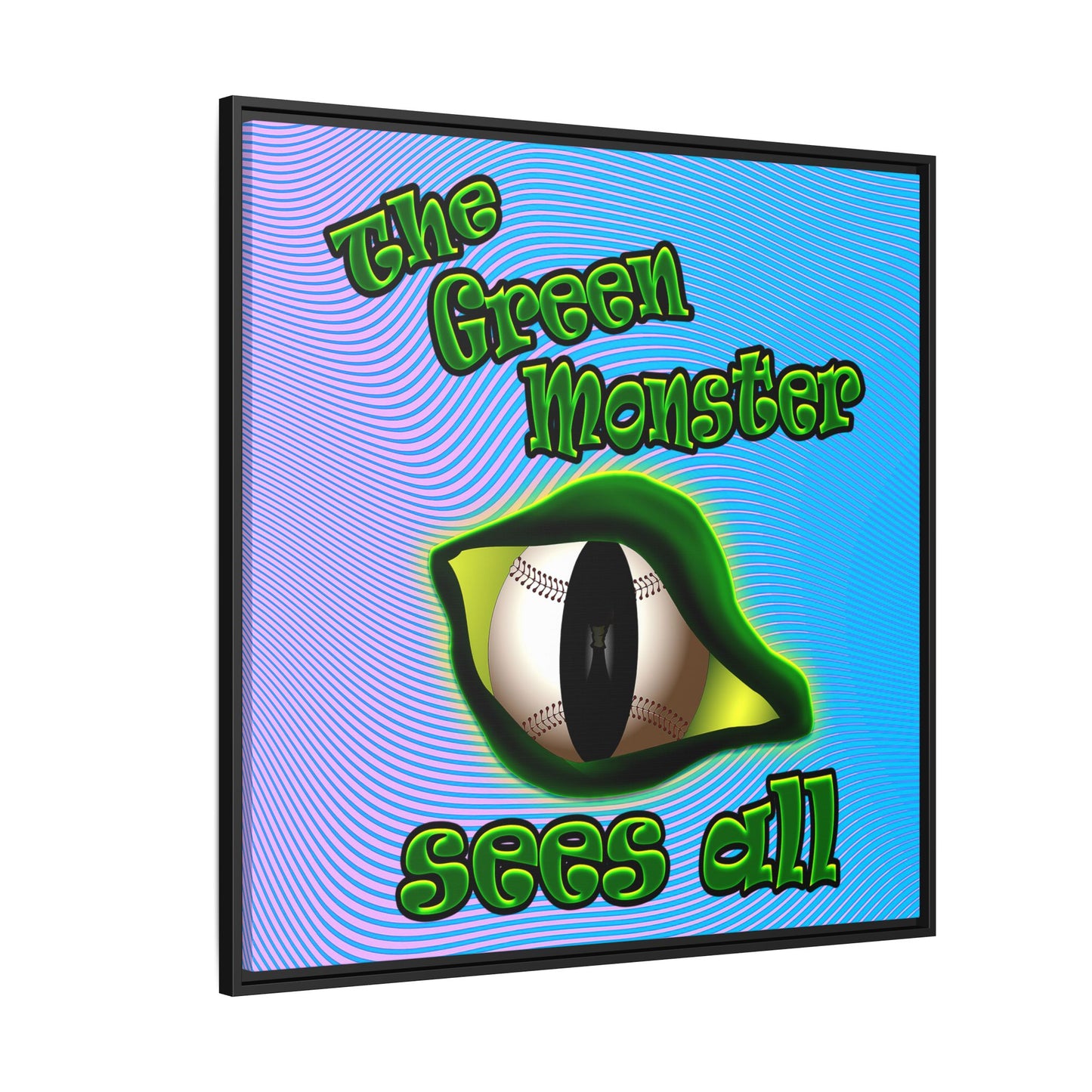 green monster - framed canvas art (light blue-purple wave)