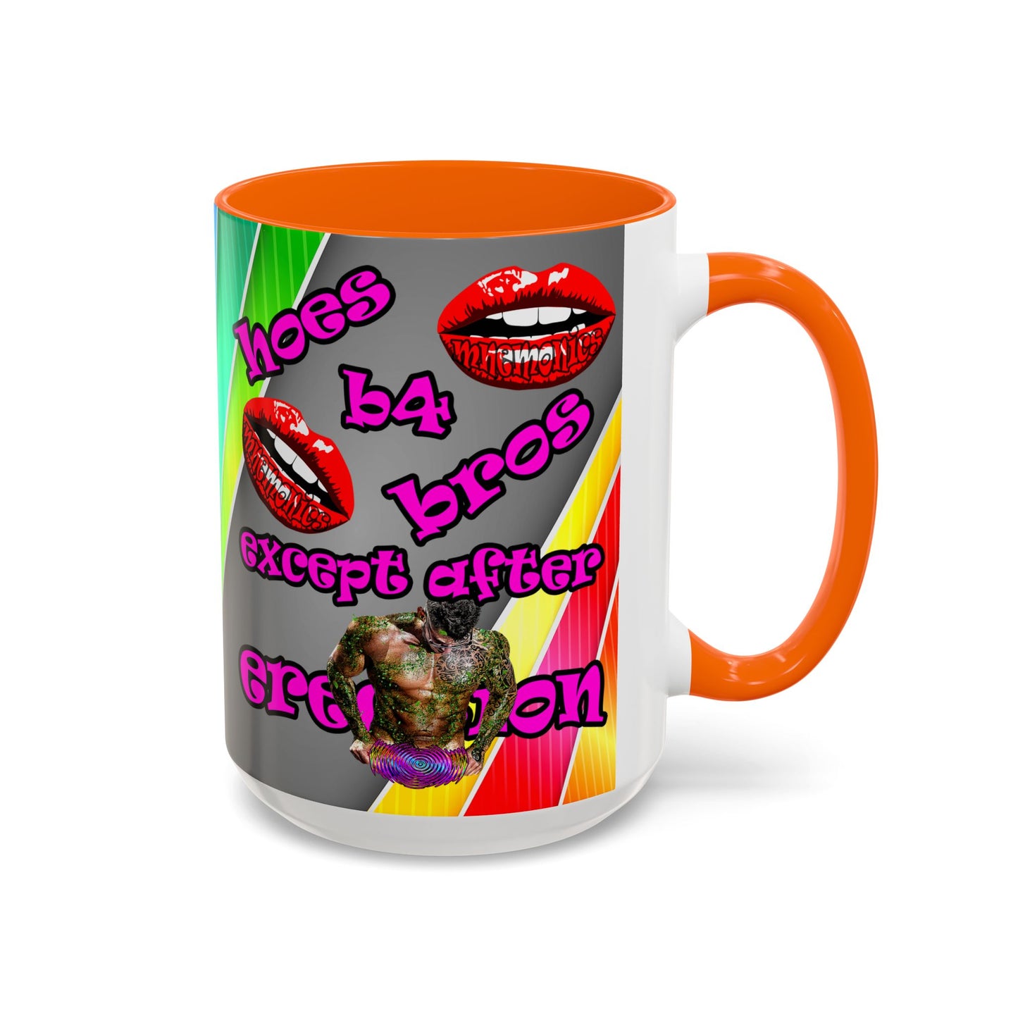 hoes b4 bros - Accent Mug (rainbow split)