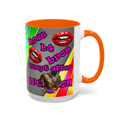 hoes b4 bros - Accent Mug (rainbow split)