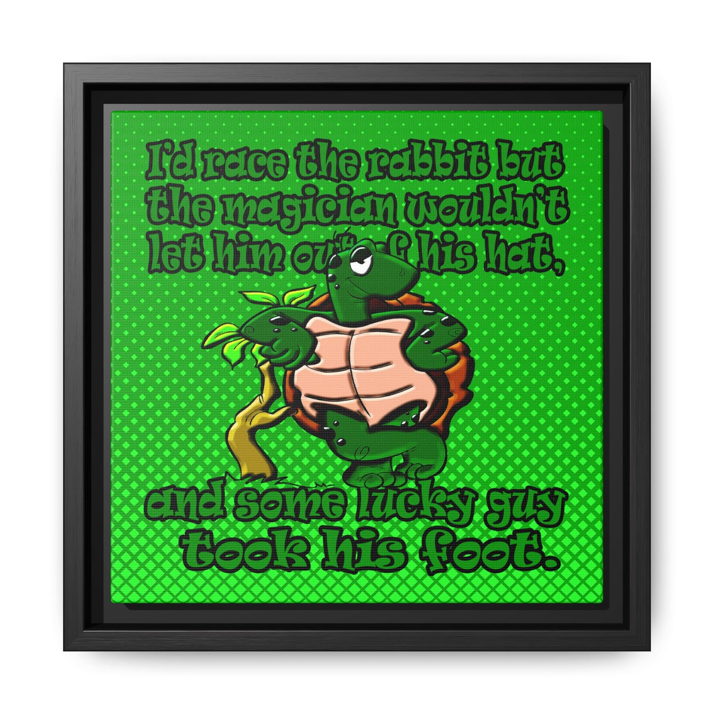 turtle race - framed canvas art (logo green)