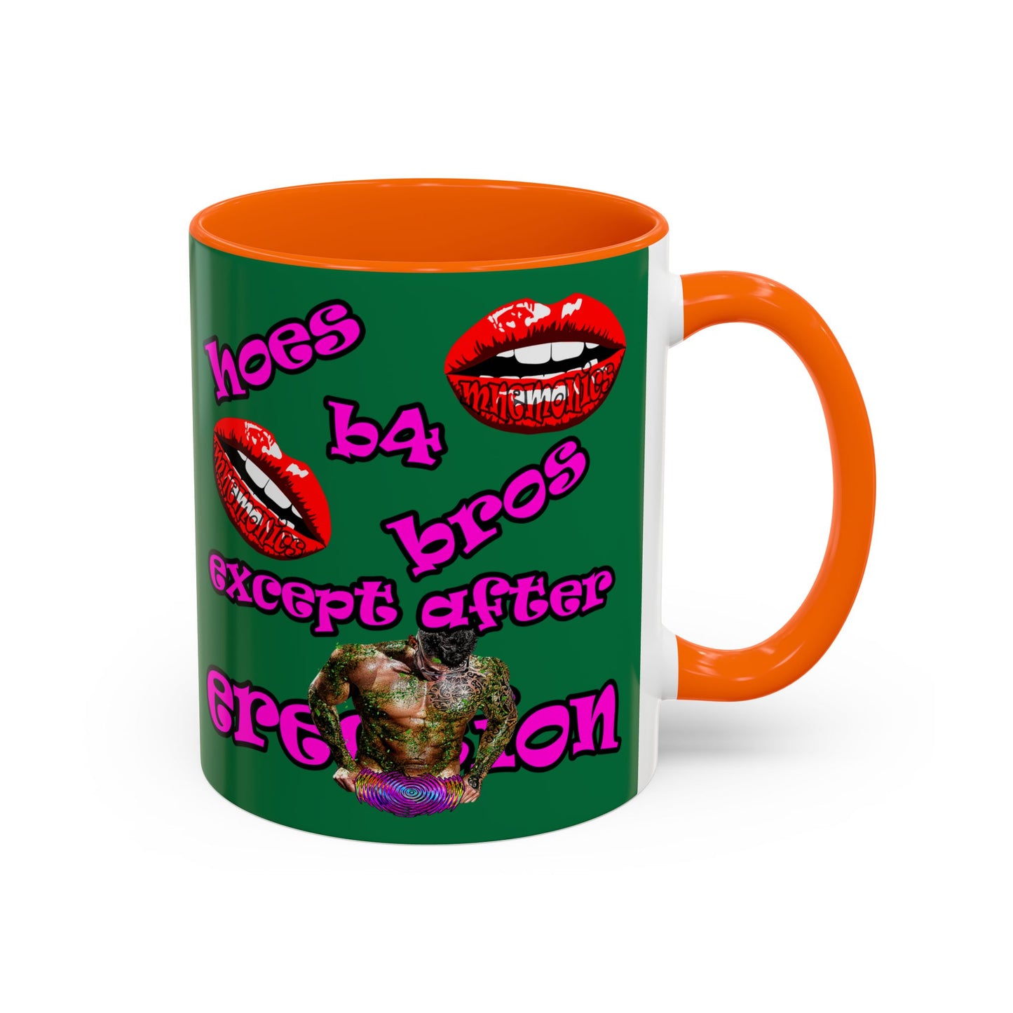 hoes b4 bros - Accent Mug (dark green)