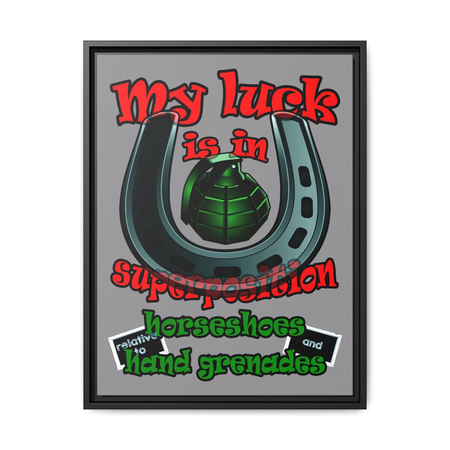 my luck - framed canvas art (grey)