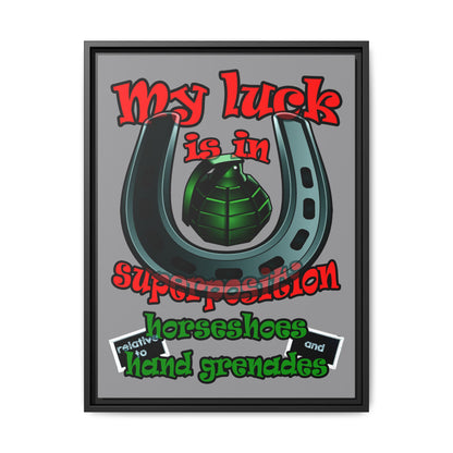 my luck - framed canvas art (grey)