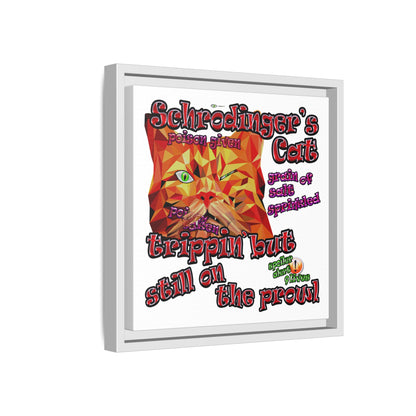schrodinger's cat - framed canvas art (white)