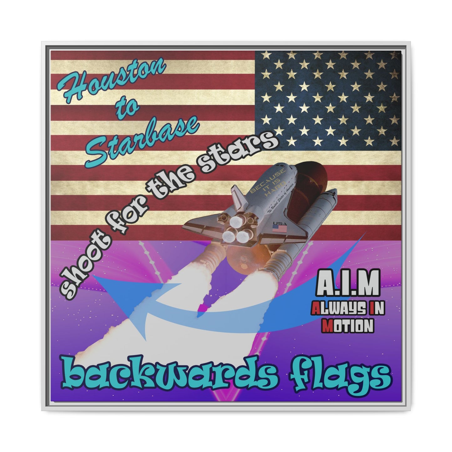 shoot for the stars - framed canvas art (purple-pink wave)