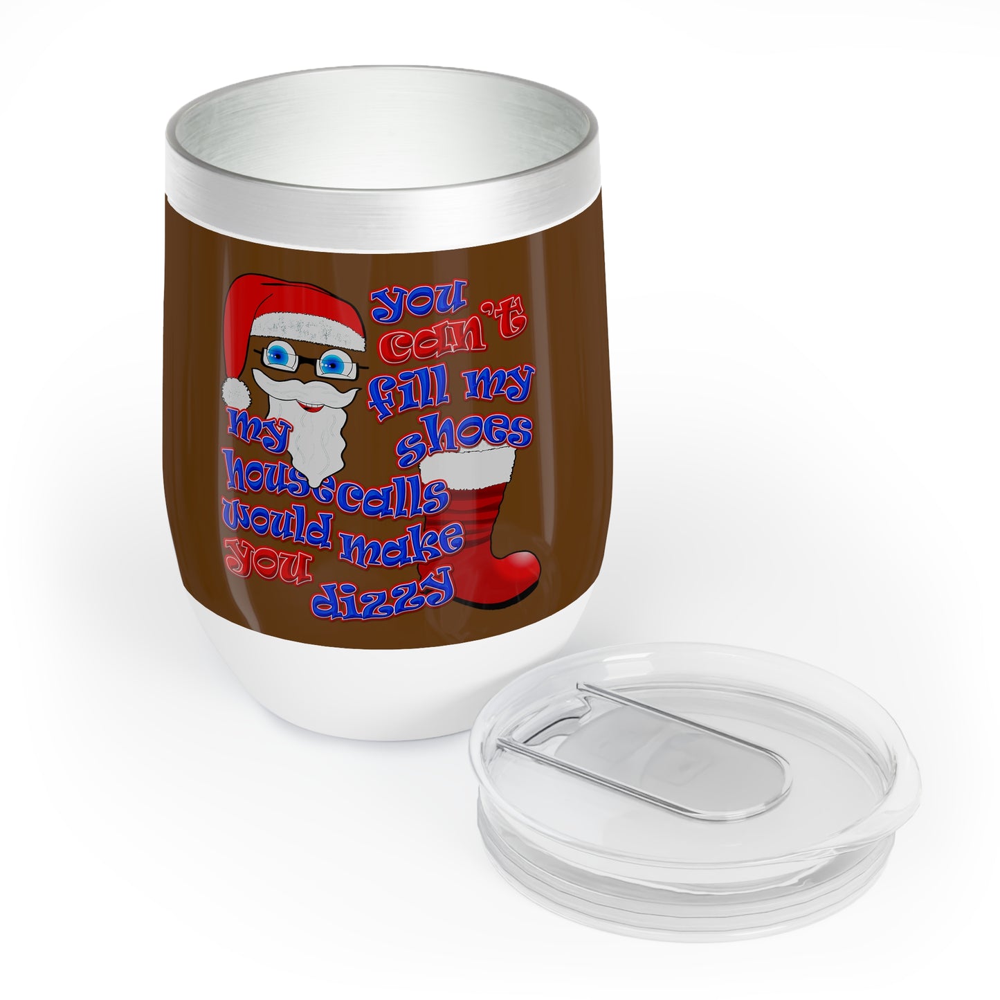 santa's shoes - Chill Wine Tumbler (brown)
