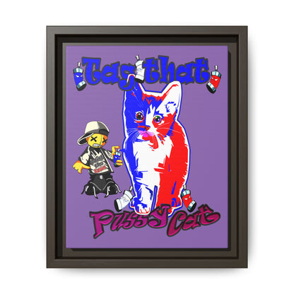 tag that - framed canvas art (light purple)