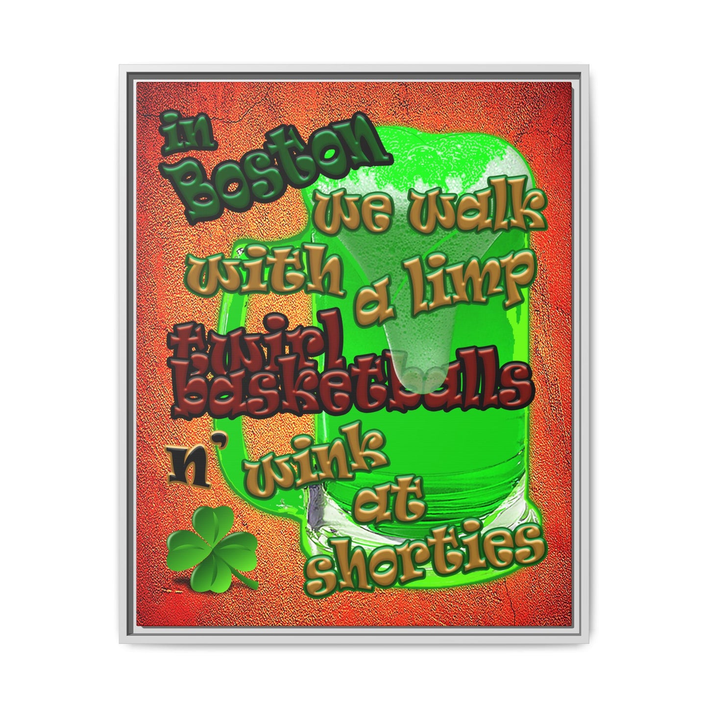 celtics logo - framed canvas art (burnt orange)
