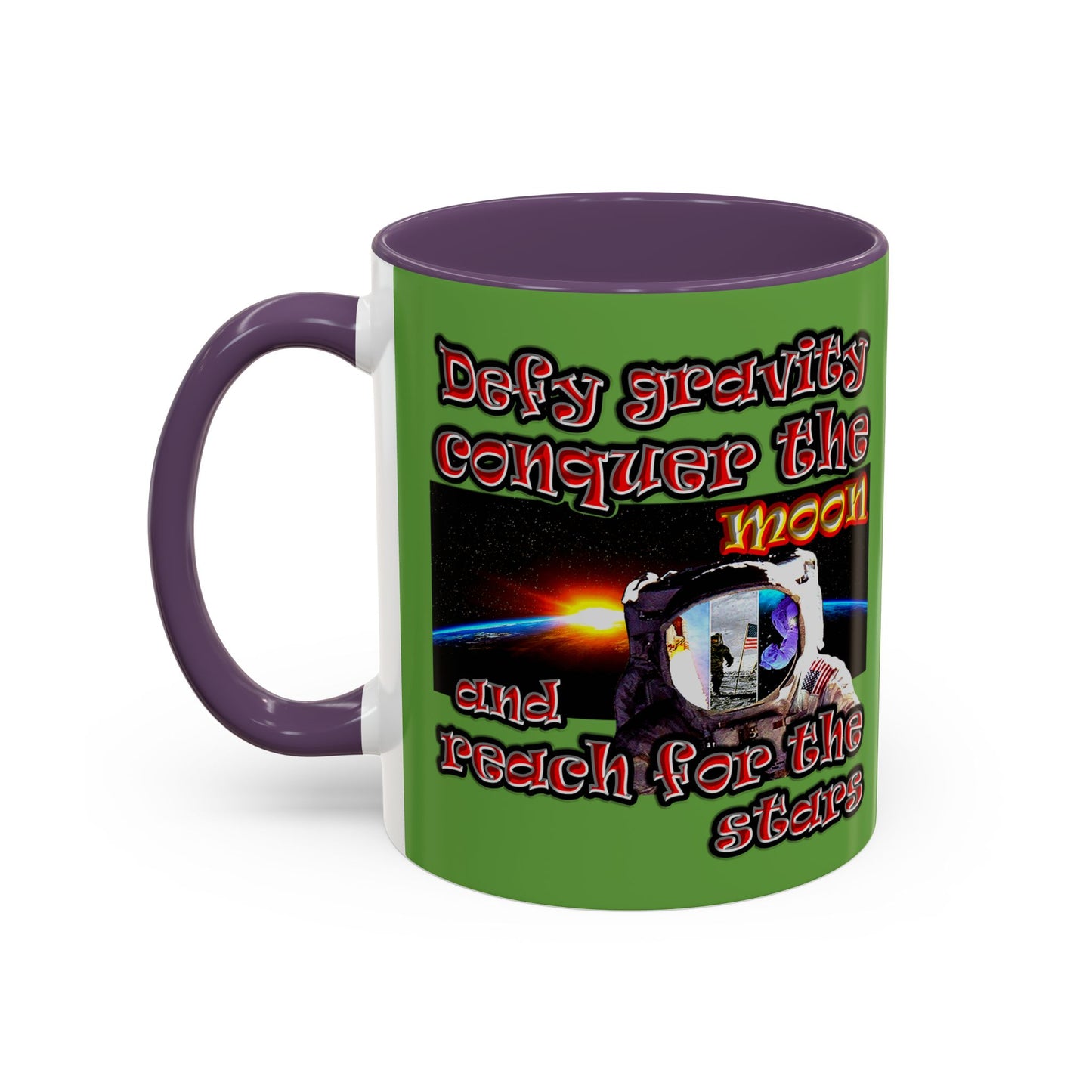 defy conquer reach - Accent Mug (green)