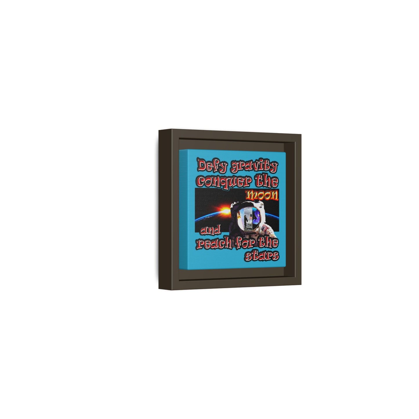 defy conquer reach - framed canvas art (turquoise)