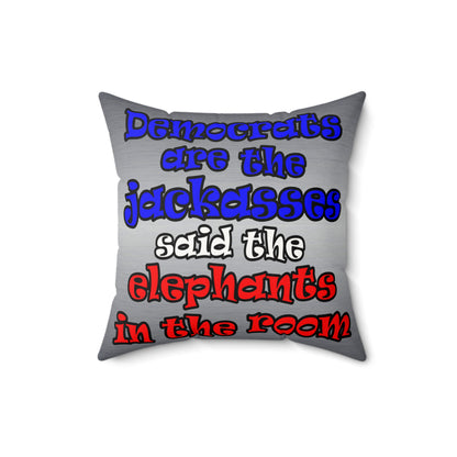 donkeys and elephants - Faux Suede Square Pillow - (brushed nickel)
