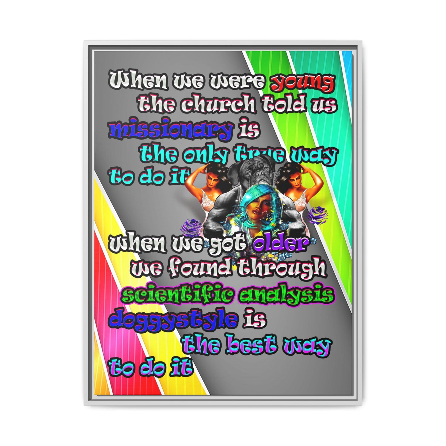 doggystyle - framed canvas art (rainbow split)