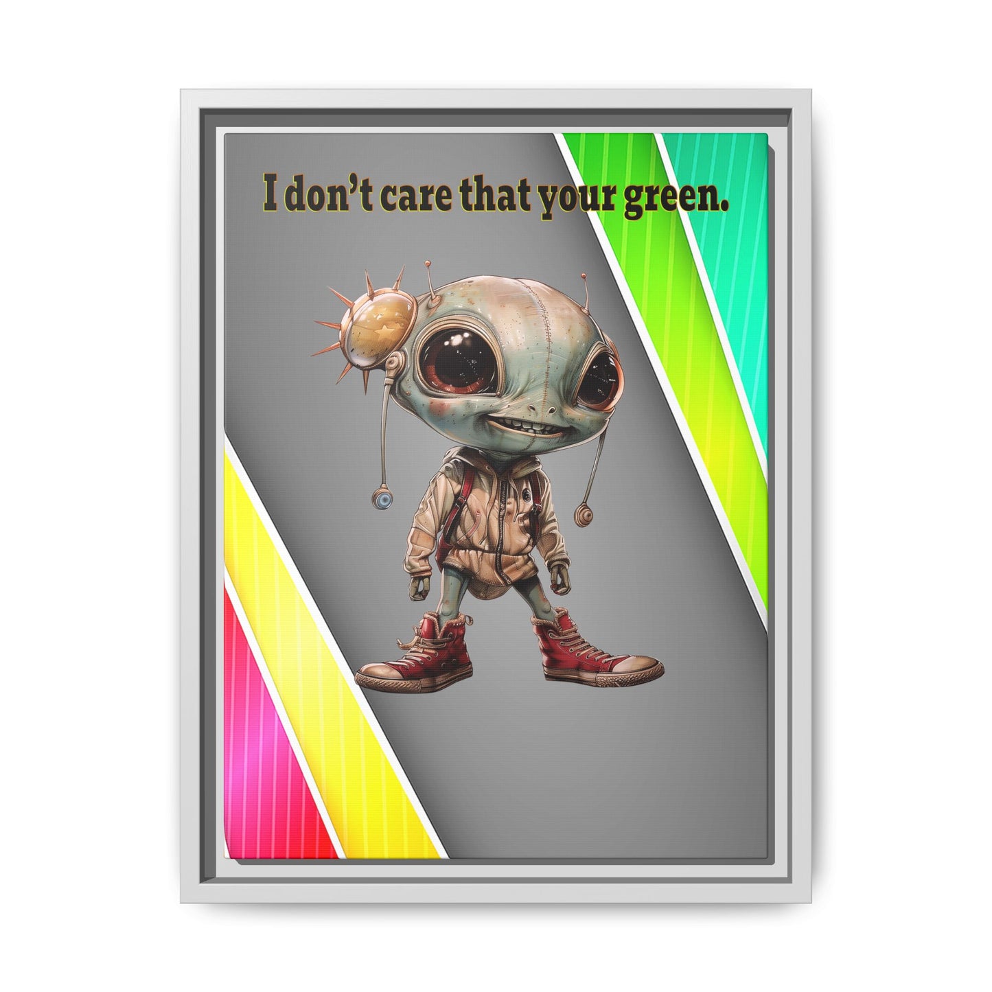 I don't care that your green - framed canvas art (rainbow split)