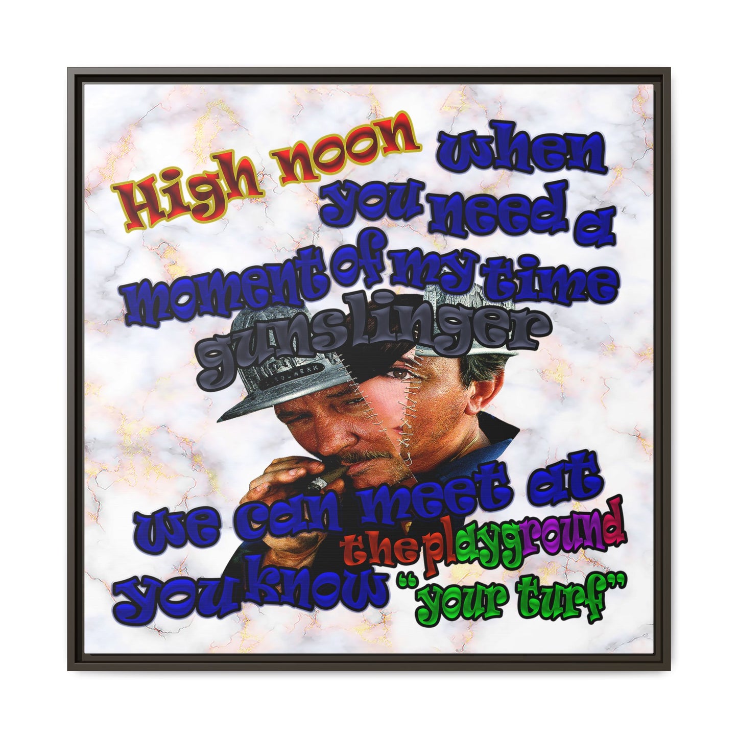 high noon - framed canvas art (white marble)