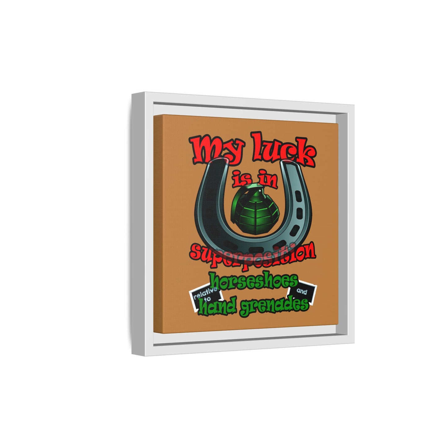 my luck - framed canvas art (light brown)