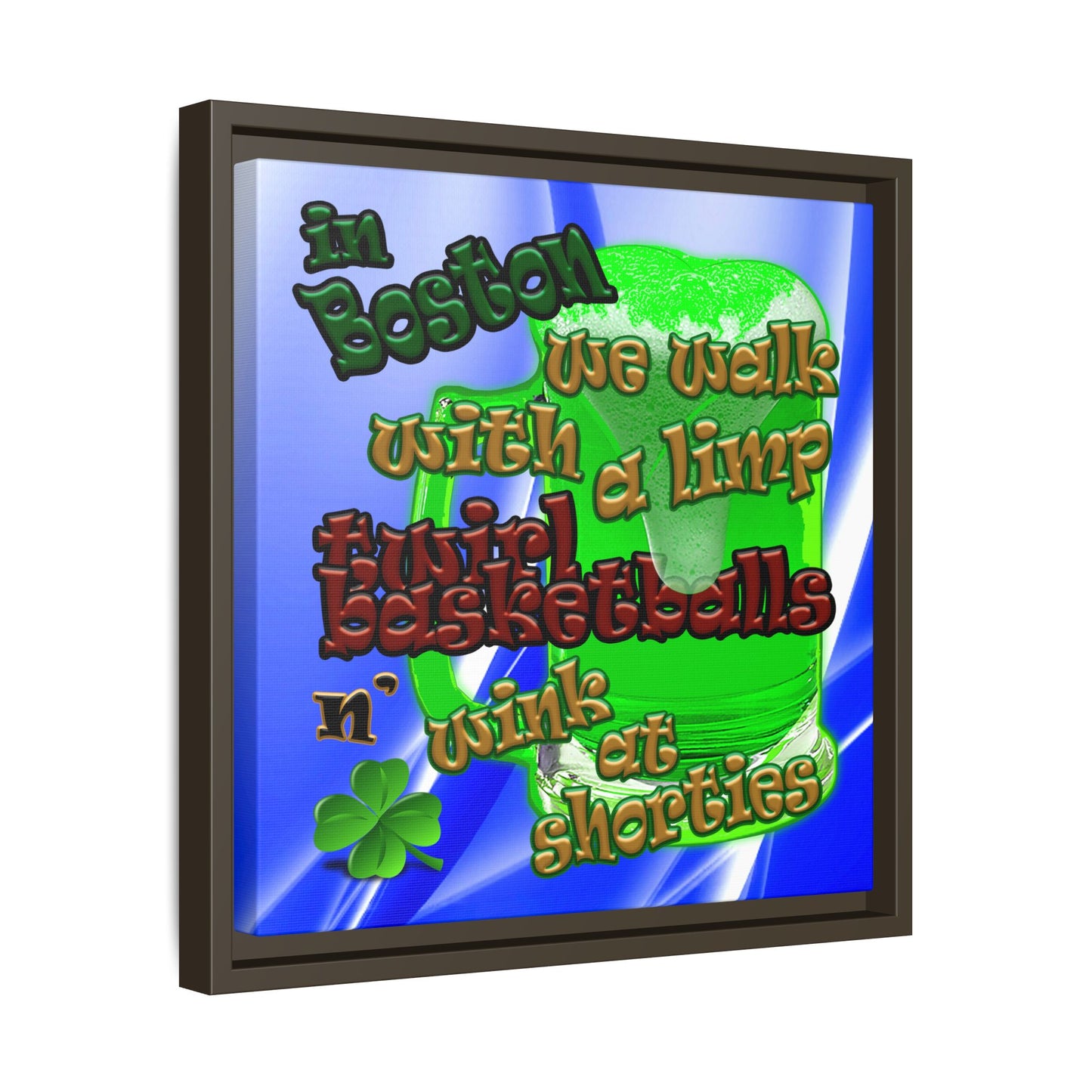 celtics logo - framed canvas art (blue-white wave)