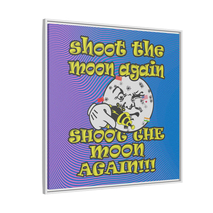 shoot the moon again - framed canvas art (light blue-purple wave)