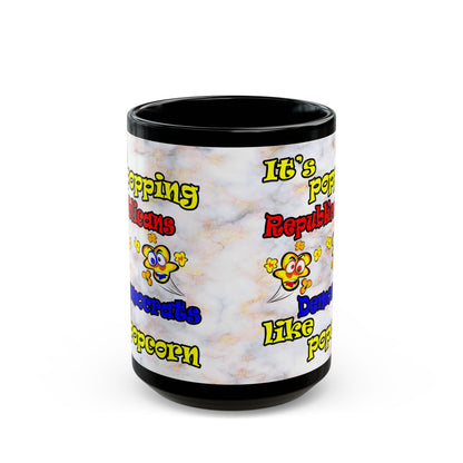 popping like popcorn - Black Mug (white marble)