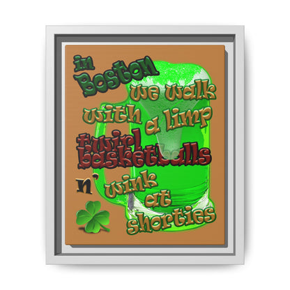 celtics logo - framed canvas art (light brown)