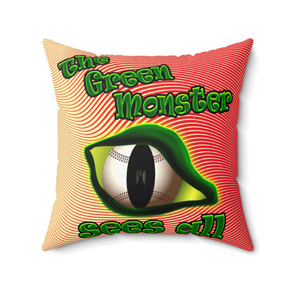 green monster - Faux Suede Square Pillow - (yellow-orange wave)
