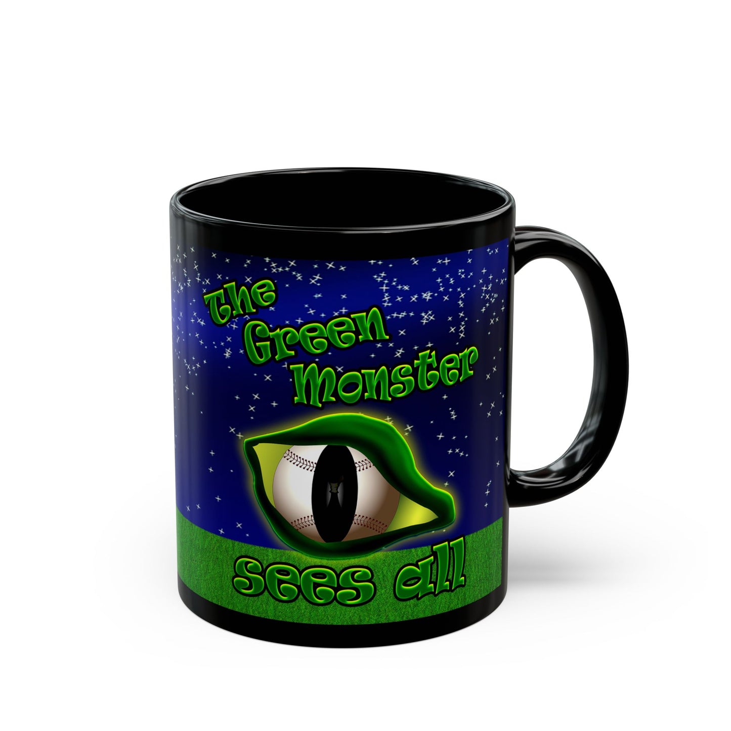 green monster - Black Mug ('snoops' background)