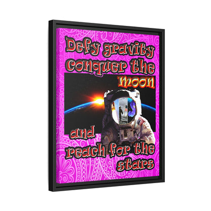 defy conquer reach - framed canvas art (pink swirl)