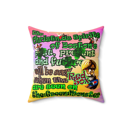 christmas spirits of boston - Spun Polyester Square Pillow - (color blur)