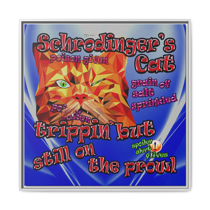 schrodinger's cat - framed canvas art (blue-white wave)