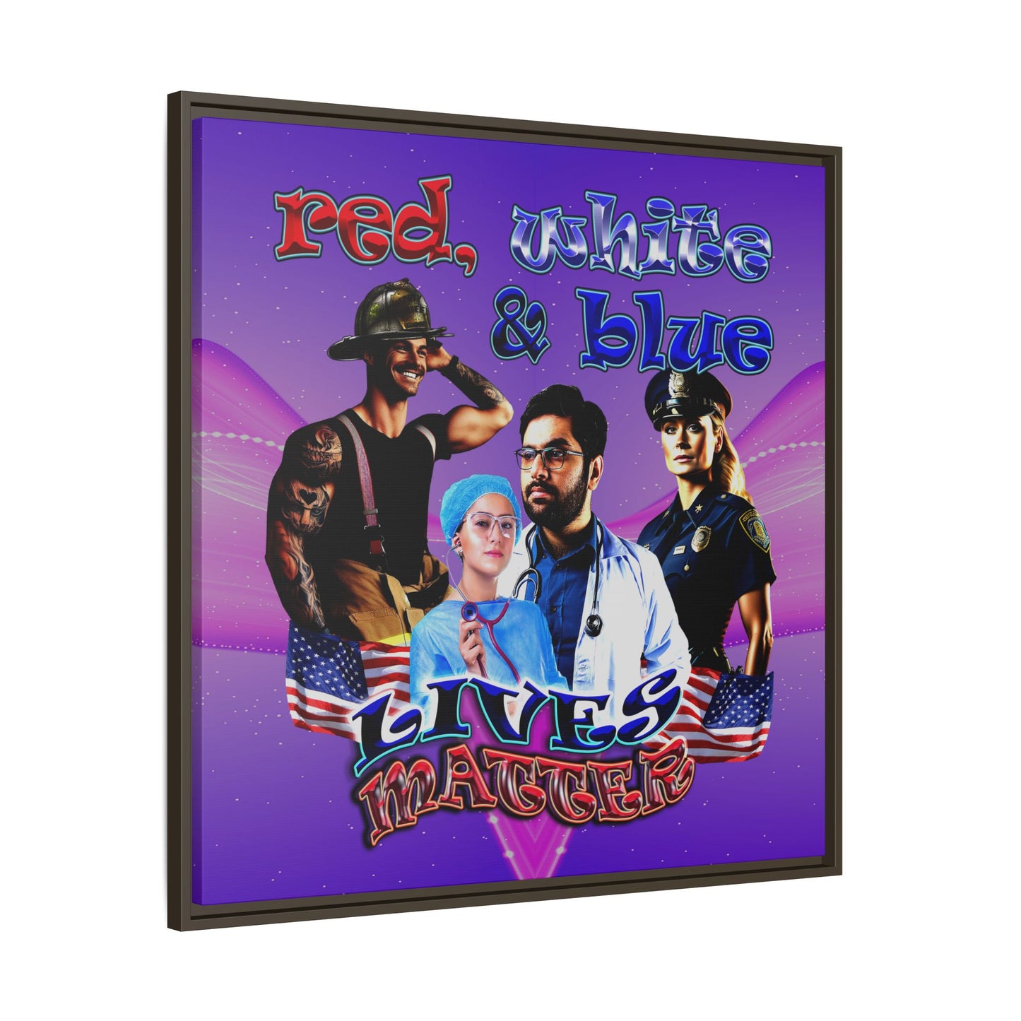 rw&b lives matter - framed canvas art (purple-pink wave)