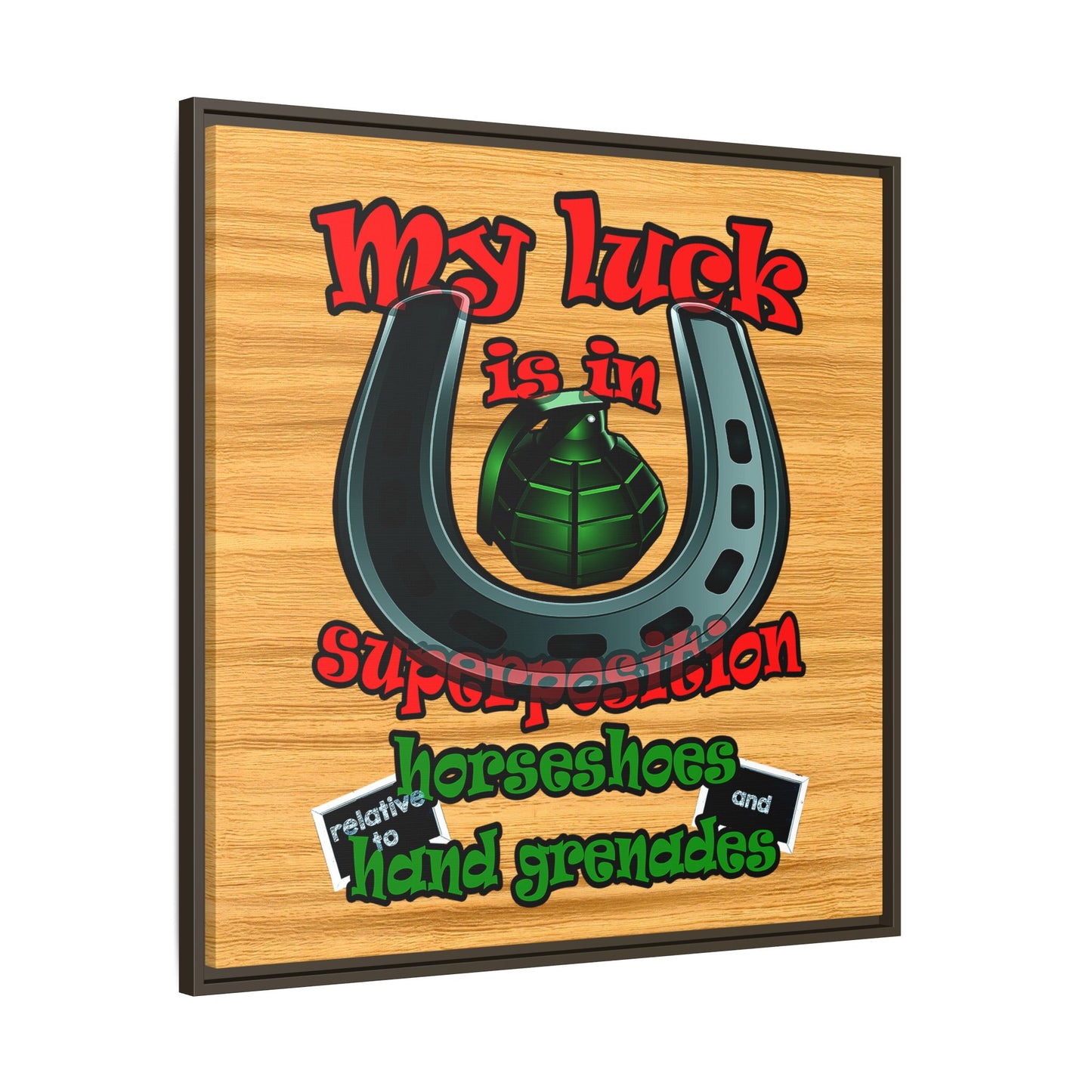 my luck - framed canvas art (butterscotch wood finish)