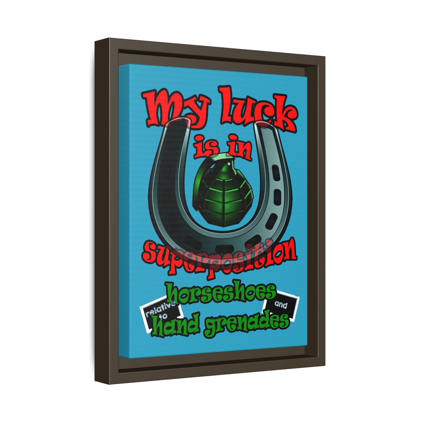 my luck - framed canvas art (turquoise)
