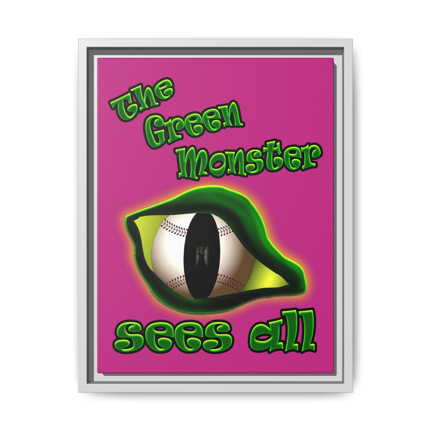 green monster - framed canvas art (pink)