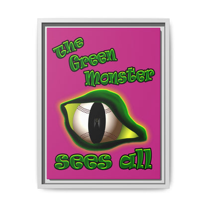 green monster - framed canvas art (pink)