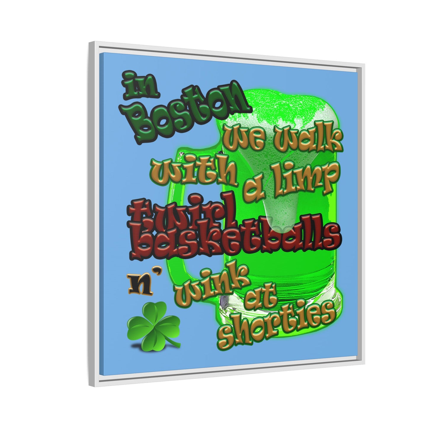 celtics logo - framed canvas art (light blue)