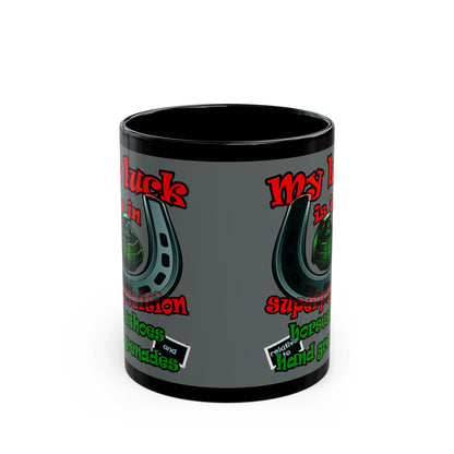 my luck - Black Mug (dark grey)